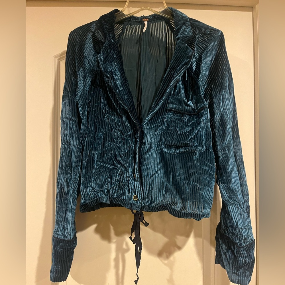 Free People Teal Velvet Top